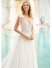 Beaded Ivory Lace Tulle V Back Wedding Dress